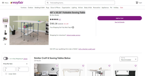 83121006 60'' x 30.25'' Foldable Sewing/Craft Table 01734213374
