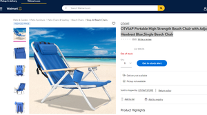 83121013 OTVIAP Portable High Strength Beach Chair with Adjustable Headrest Blue,Single Beach Chair G666-13027078
