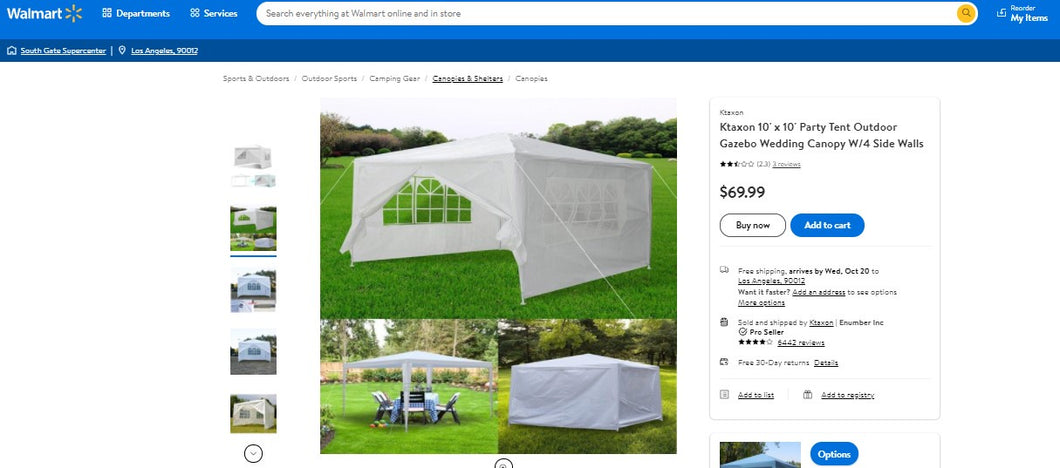 10042021002 10' x 10' Party Tent Outdoor Gazebo Wedding Canopy W/4 Side Walls
