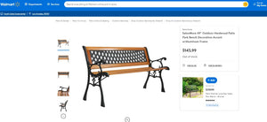 100621026 49" Outdoor Hardwood Patio Park Bench Decoration Accent w/Aluminum Frame