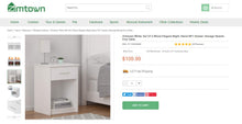 Load image into Gallery viewer, 100721007 White Set Of 2 Wood Elegant Night Stand W/1 Drawer Storage Beside End Table