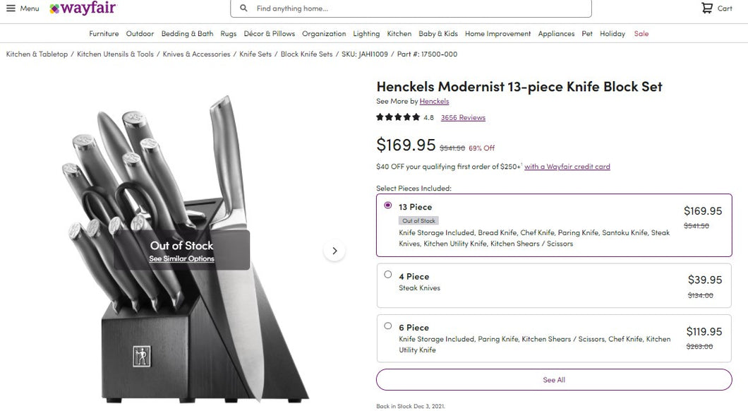 101821020 Henckels Modernist 13-piece Knife Block Set
