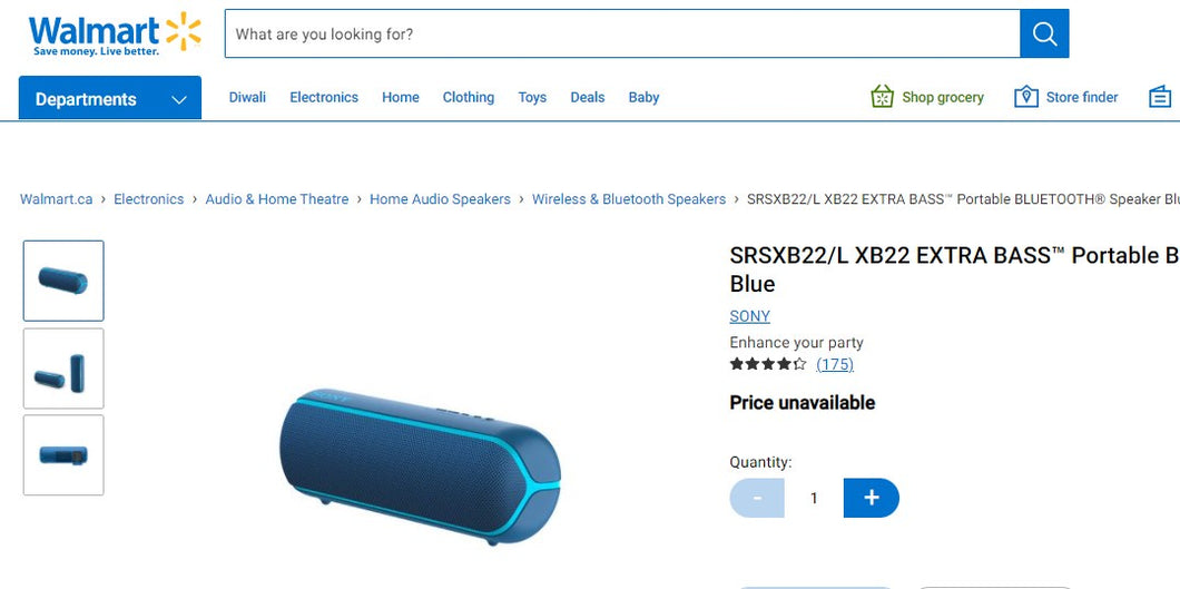 102221014 SRSXB22/L XB22 EXTRA BASS™ Portable BLUETOOTH® Speaker Blue