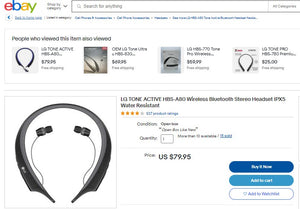 110421007 LG TONE ACTIVE HBS-A80 Wireless Bluetooth Stereo Headset IPX5 Water Resistant