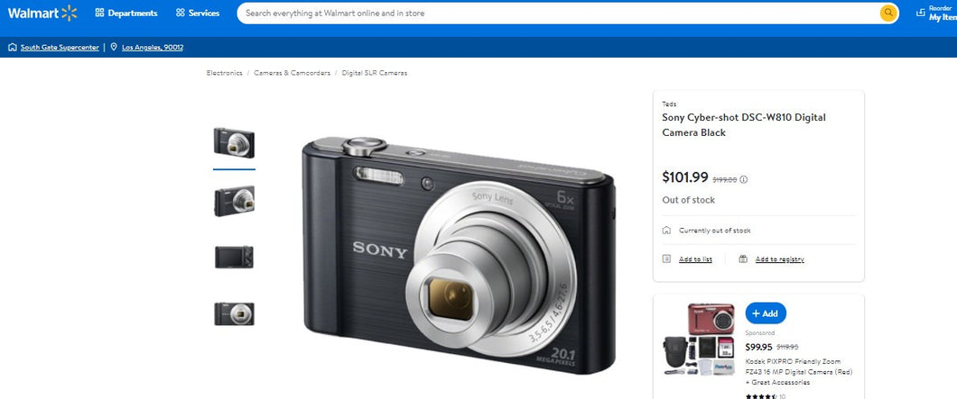 111521007 Sony Cyber-shot DSC-W810 Digital Camera Black