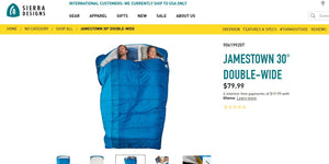 111721012 JAMESTOWN 30 F DOUBLE WIDE SLEEPING BAG