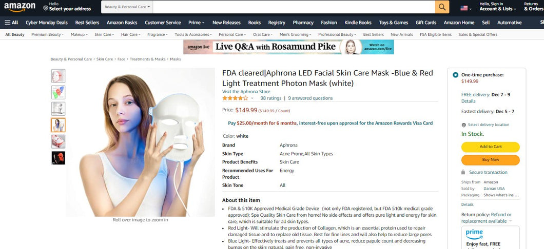 111721026 APHRONA MOONLIGHT LED FACIAL MASK TREATMENT