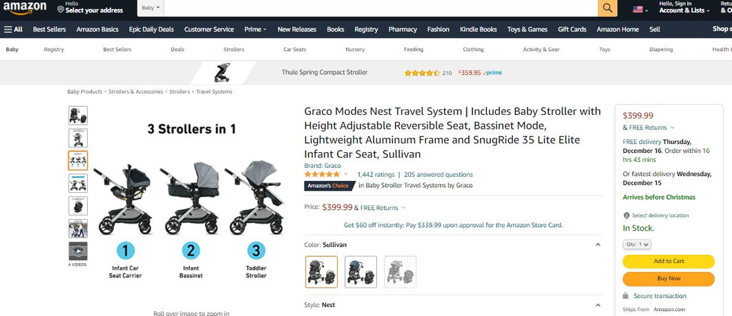 120221019 GRACOMODES 3 IN 1 TRAVEL SYSTEM WITH SNUGRIDE35