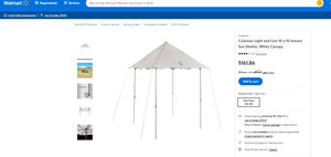 120221021 COLEMAN LIGHT AN FAST INSTANT CANOPY 10 BY 10