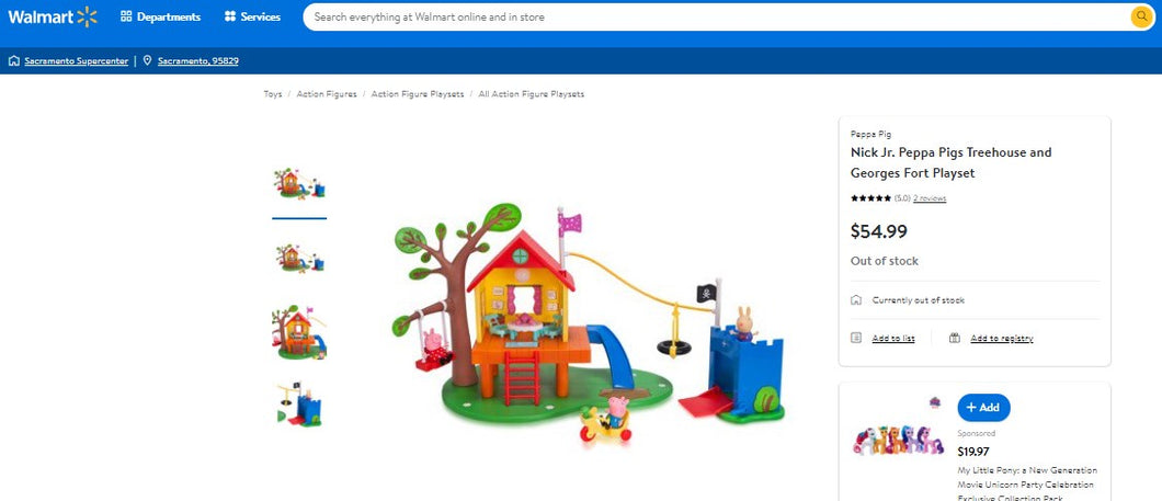 121621018 NICK JR. PEPPA PIG TREEHOUSE AND GEORGES FORT PLAYSET
