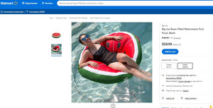 122721001 Big Joe Bean-Filled Watermelon Pool Float, Mesh