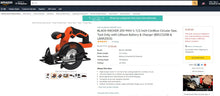 Load image into Gallery viewer, 12622009 BLACK AN DECKER 20V LITHIUM ION 51/2 INCH  CIRCULAR SAW
