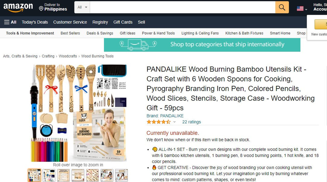 20422018 PANDALIKE DIY EDITION WOOD BURNING KIT BAMBOO COOKING UTENSILS