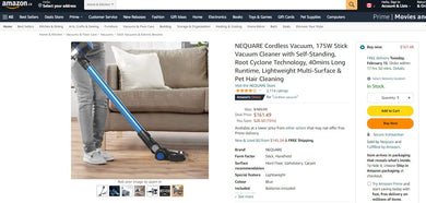 20422043 NEQUARE HANDHELD CORDLESS VACUUM