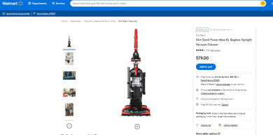 22422036 DIRT DEVIL POWER MAX XL FULLSIZE UPRIGHT VACUUM