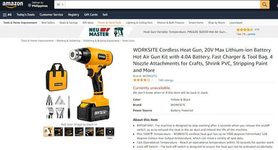 31622038 WORKSITE 20V CORDLESS HEAT GUN