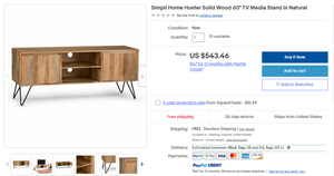 82521020 Simpli Home Hunter Solid Wood 60" TV Media Stand in Natural 840469033443