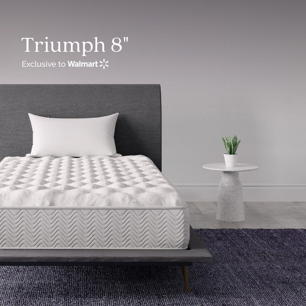 AI-Signature Sleep Gold Triumph 8 Inch Reversible Tight-Top Mattress, High Density Foam, Independently Encased Coils, Bed-in-a Box, Twin