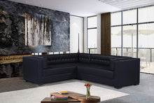 Load image into Gallery viewer, Iconic Home Lorenzo Left Facing Sectional Sofa L Shape PU Leather Upholstered Tufted Shelter Arm Design Espresso Finished Wood Legs Modern Transitional, Black
