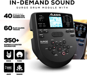 Alesis Surge Mesh Kit, Eight-Piece Electronic Drum Kit with Mesh Heads, 40 Kits, 385 Sounds, 60 Play-Along Tracks, USB/MIDI Connectivity