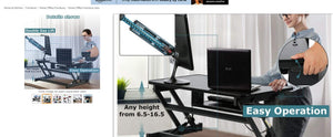 91321010 YIE Height-Adjustable Standing Desk, Office Standing Desk (Color : FDW-JY-45-Black)