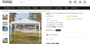 91321021 10' x 10' Canopy Waterproof Party Tent Practical Outdoor Tent for Parties