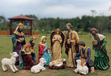 Load image into Gallery viewer, Santa&#39;s Workshop 97000 12 Piece Outdoor Nativity Set, Multicolored