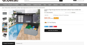 92121002 75gal Storage Deck Box Chest Tools Cushions Toys Lockable Seat Black