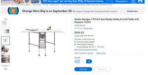 92121005 Studio Designs 13374.0 Sew Ready Hobby & Craft Table with Drawers 13374