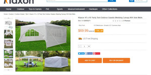 92121012 10' x 10' Party Tent Outdoor Gazebo Wedding Canopy W/4 Side Walls