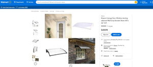 92721B004 Canopy Door Window Awning adjusted Wall Gray Bracket Sheet 40"x 40" DIY