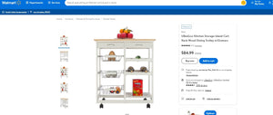 92721B028 Kitchen Storage Island Cart Rack Wood Dining Trolley w/Drawers