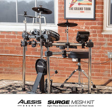 Load image into Gallery viewer, Alesis Surge Mesh Kit, Eight-Piece Electronic Drum Kit with Mesh Heads, 40 Kits, 385 Sounds, 60 Play-Along Tracks, USB/MIDI Connectivity