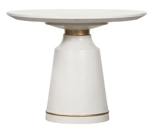 Armen Living Pinni White Concrete Round Dining Table with Bronze Painted Accent, 39"