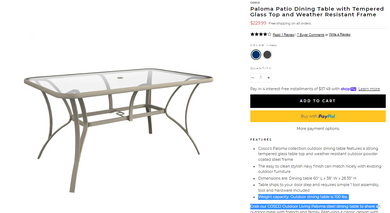 AI-PALORMASTEEL RECTANGULAR PATIO DINING TABLE