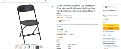AI-Zown Classic Heavy Duty Folding Chair (Set of 8), Black Polyethylene