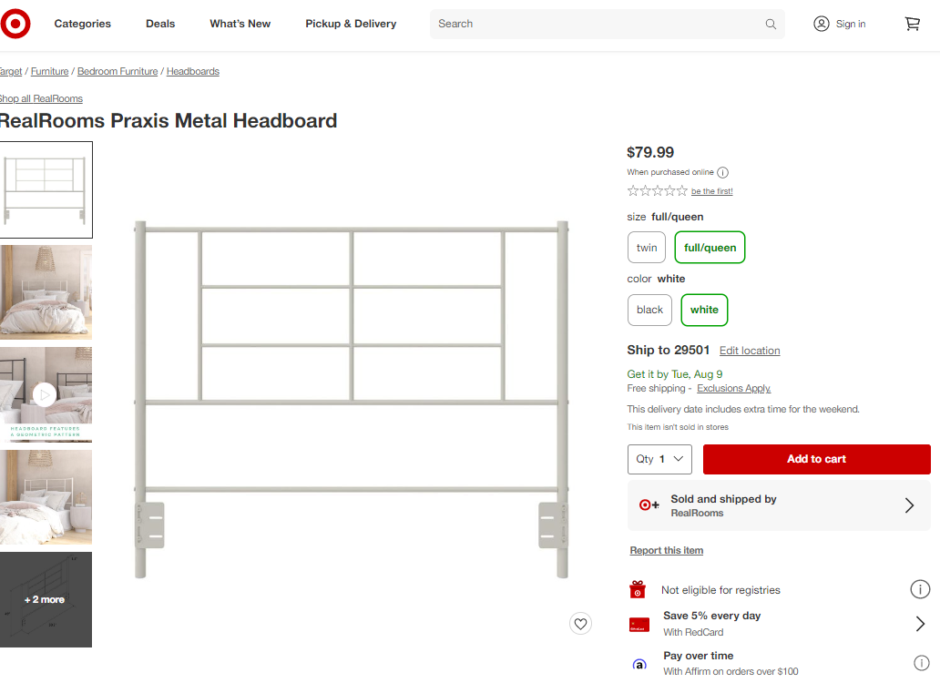 AI-Praxis Metal Headboard, Full/Queen, Off White