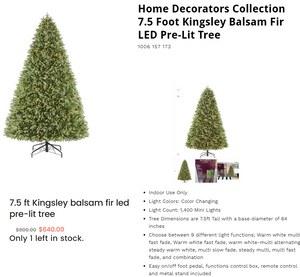 92622003 UPC192072535365 - Home Decorators Collection 7.5 Foot Kingsley Balsam Fir LED Pre-Lit Tree - COMES IN TWO BOXES