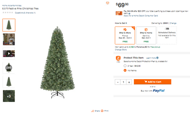 92622008 UPC 30539040154 - Home Accents Holiday 6.5 Foot Festive Pine LED Pre-Lit Tree