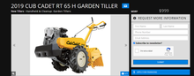 Load image into Gallery viewer, CUB CADET - RT 65 Garden Tiller - BRAND NEW!!