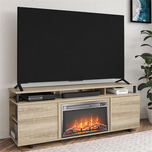 AI-Ameriwood Home Mason Fireplace TV Stand for TVs up to 65 in Golden Oak